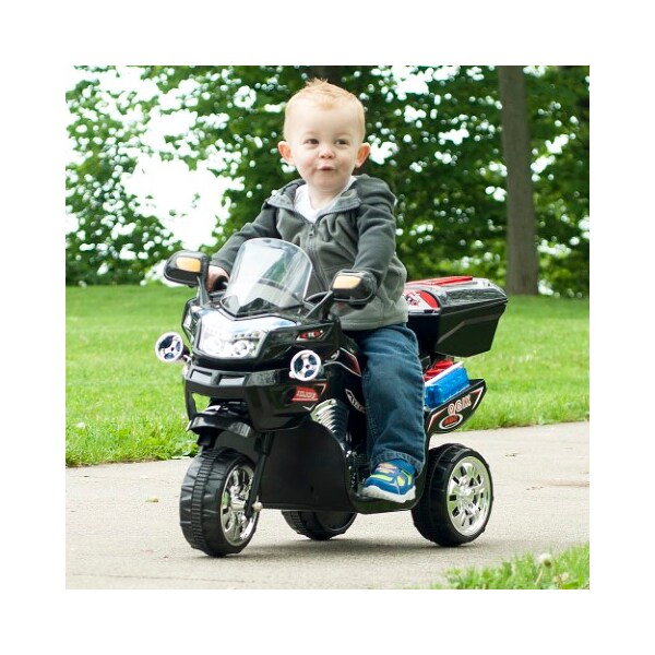 Toy Time Ride-On Motorcycle- 6V Battery Powered Black Toy Trike- 3 Wheeled Motorized Bike 198752FOP - main